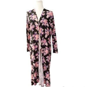Love Floral Long Sleeve Maxi Open Front Cardigan Size Medium